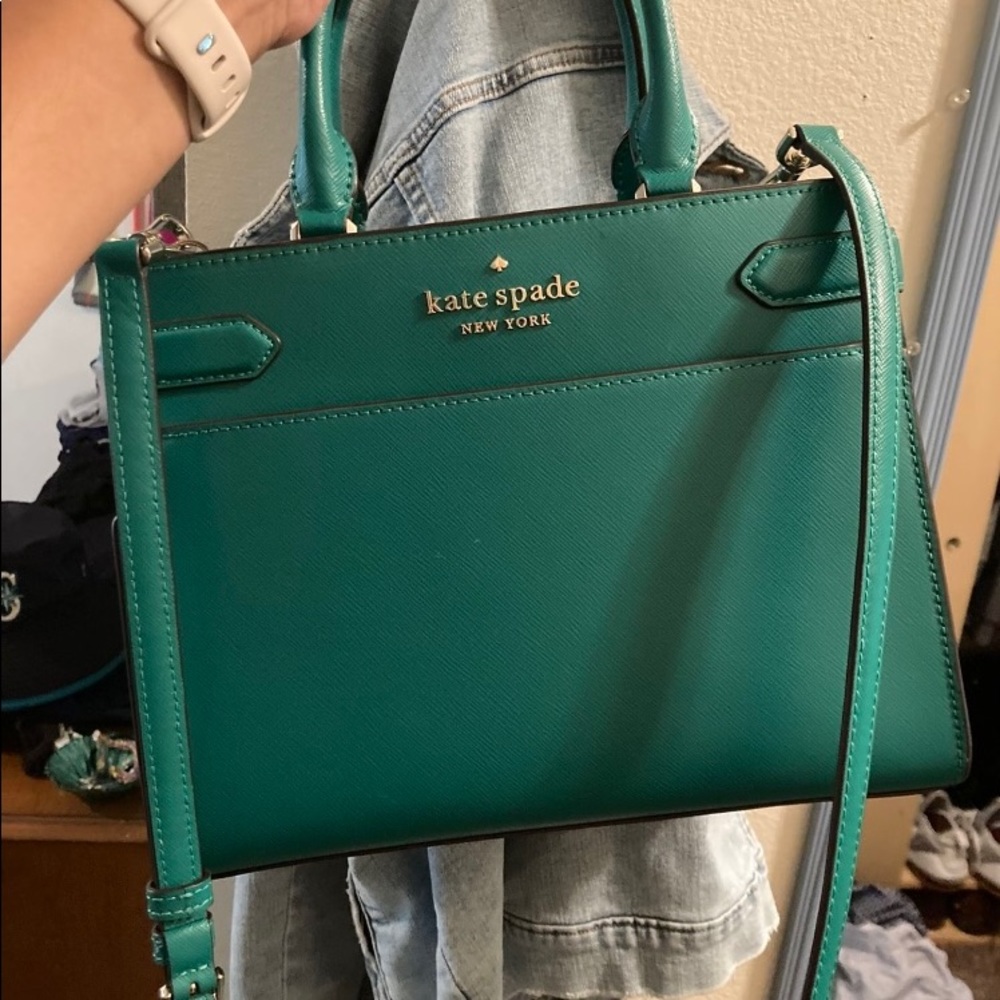 Kate Spade Staci Small Saffiano Leather Satchel Wintergreen